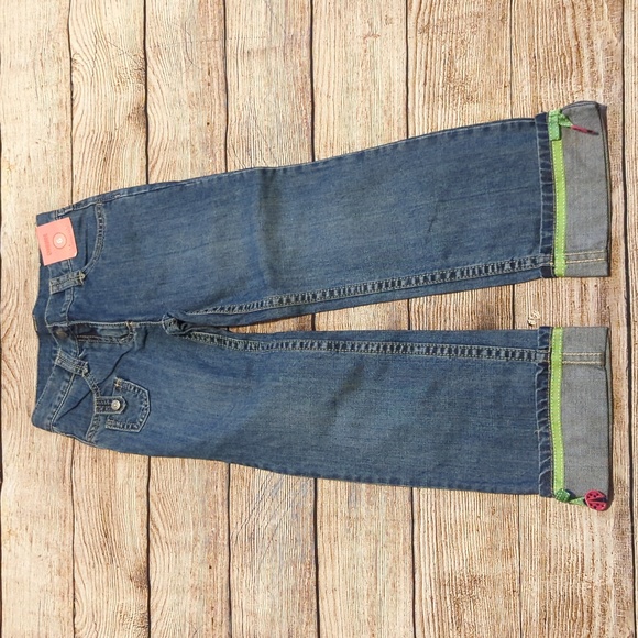 Brand New Gymboree Size 6 Jeans With Ribbon & Ladybug Accent - Picture 1 of 5